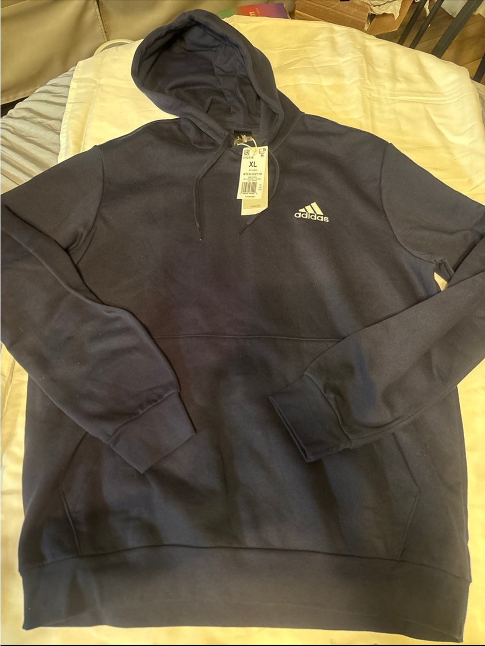 adidas Navy Pullover Hoodie with Small Logo